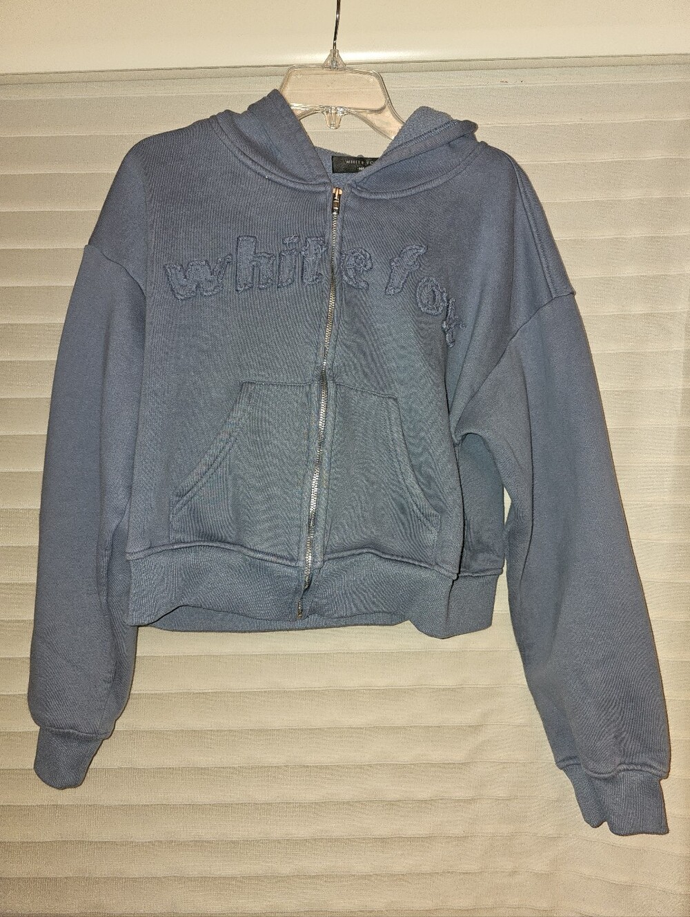White Fox Lexi Boxy Zip Front Hoodie Ocean blue Size M/L WITH FLAW